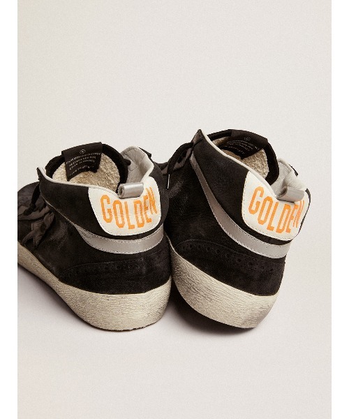 スニーカー メンズ Mid Star ヌバック ブラック レザースター＆シルバー フラッシュ メンズの画像