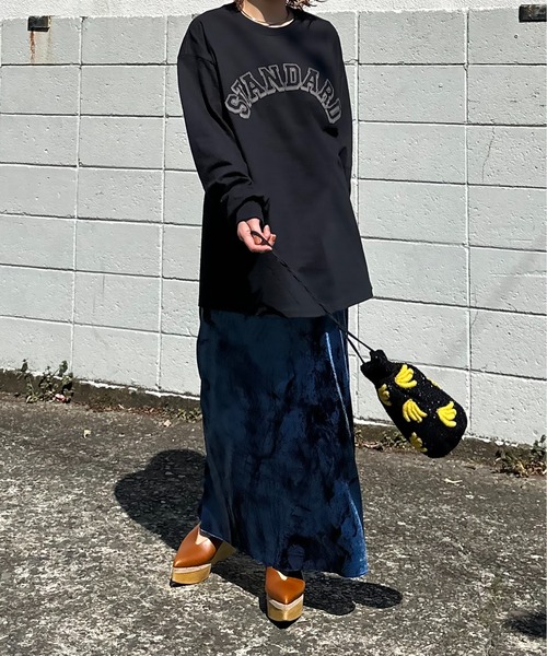 mi via loca ロング スカート ベロア グランジプリント Iライン