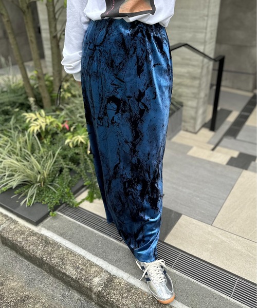 mi via loca ロング スカート ベロア グランジプリント Iライン