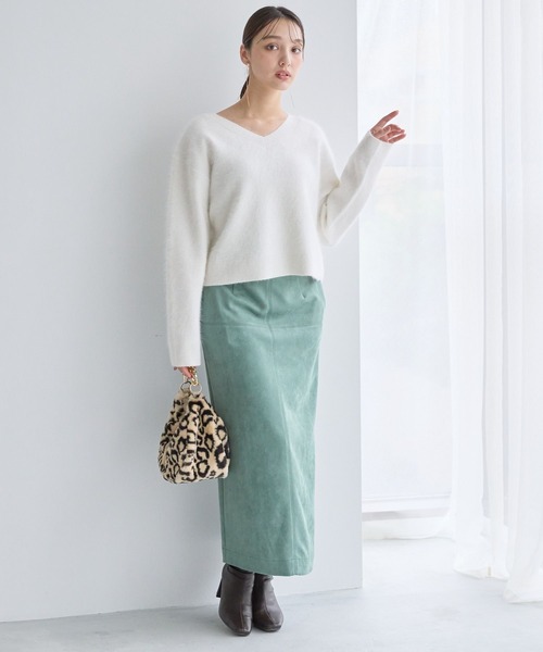 Andemiu ニット セーター 「洗える」アンゴラショートVネックニット Andemiu（アンデミュウ） ニット セーター 「洗える」アンゴラショート