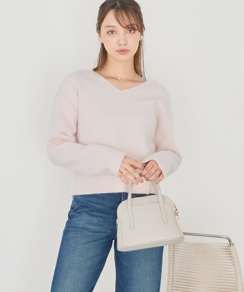 ニット セーター 「洗える」アンゴラショートVネックニット116866 レディース Andemiu ニット セーター 「洗える」アンゴラショートVネック