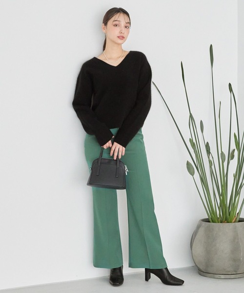 Andemiu ニット セーター 「洗える」アンゴラショートVネックニット  