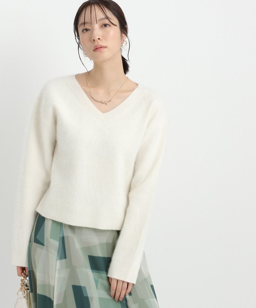 ニット セーター 「洗える」アンゴラショートVネックニット116866 レディース Andemiu ニット セーター 「洗える」アンゴラショートVネック