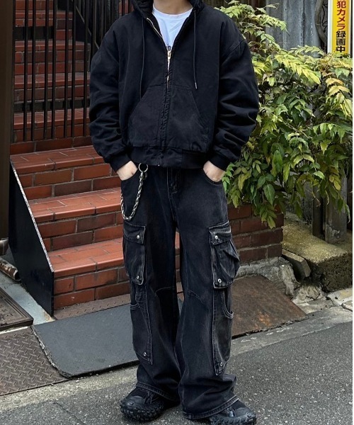 ジャケット・アウター Chikashitsu +hooded cropped fur blouson Chikashitsu+ ブルゾン アウター 「Chikashitsu +」cropped