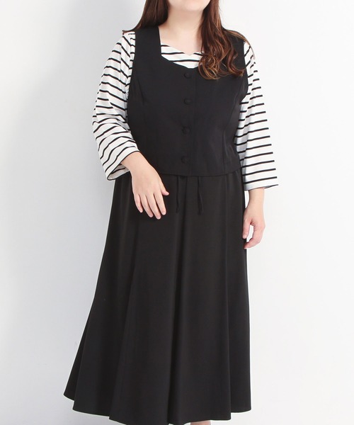 rectangle（レクタングル） ベスト ジレ 「3L~6L」ショート丈バック