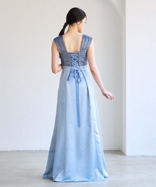 AIMER ドレス 「WEB限定」2WAYラメニット×サテンスレンダー