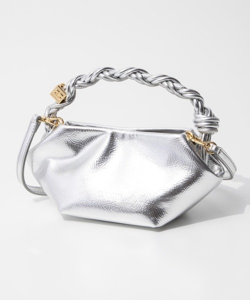【GANNI】ミニクロスバッグ ボウバッグ シルバーバッグ GANNI ガニー ハンドバッグ 2WAY BOU BAG MINI METALLIC クロス