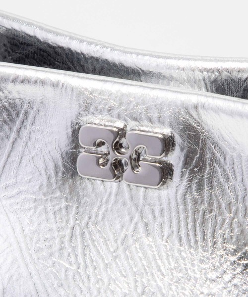 【GANNI】ミニクロスバッグ ボウバッグ シルバーバッグ GANNI ガニー ハンドバッグ 2WAY BOU BAG MINI METALLIC クロス
