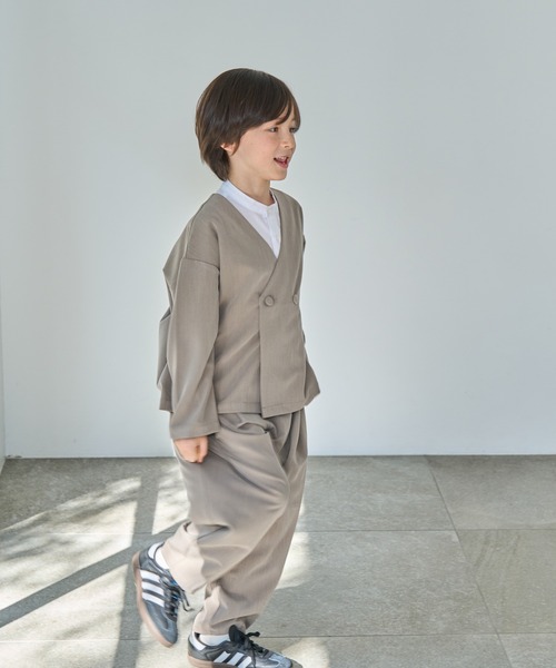ノーカラージャケット＆パンツ上下セット　セットアップ pairmanon セットアップ ノーカラージャケット＆バルーンパンツ