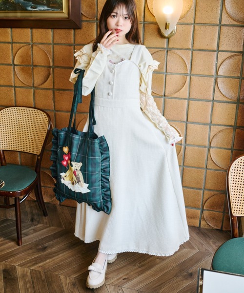クレット　ジャンバースカート CLETTEオリジナル☆デニム風ジャンスカワンピース | 大きい