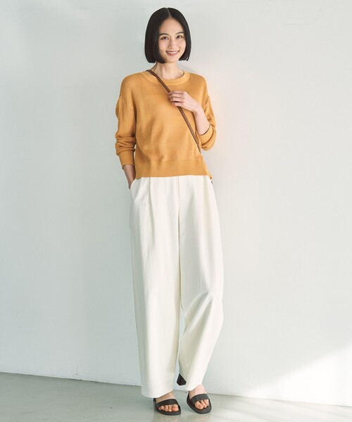 【抗菌防臭/洗える】メッシュ クロップドニット UNFILO ニット セーター 「抗菌防臭/洗える」メッシュ