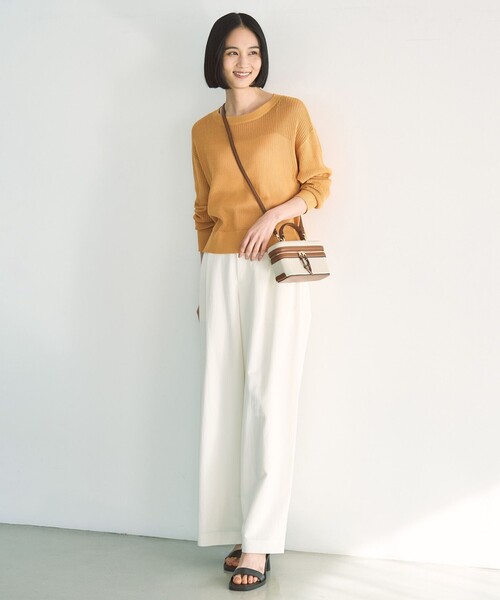 【抗菌防臭/洗える】メッシュ クロップドニット UNFILO ニット セーター 「抗菌防臭/洗える」メッシュ