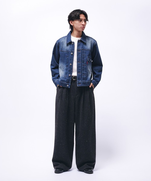 Adoon plain スラックス TWO TUCK WIDE COLOR NEP PANTS / 2