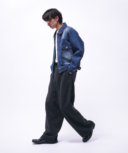 Adoon plain スラックス TWO TUCK WIDE COLOR NEP PANTS / 2