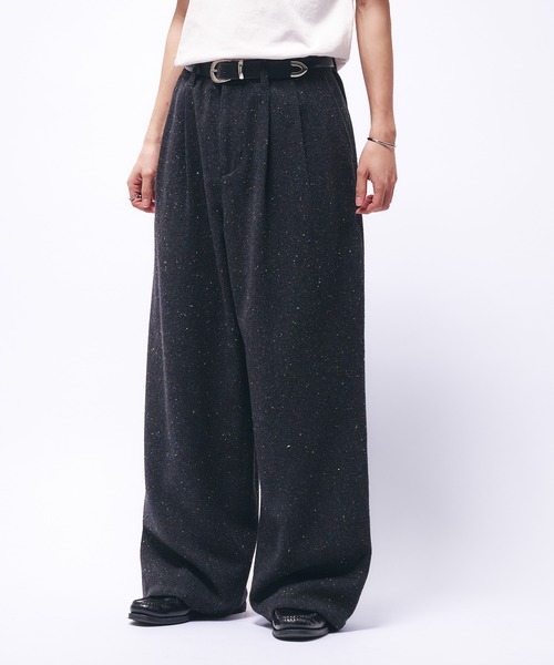 Adoon plain スラックス TWO TUCK WIDE COLOR NEP PANTS / 2