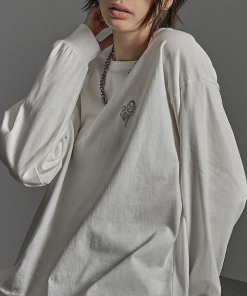 8LOOM ロゴワンポイントロング Tシャツ グレー フリーサイズ aslt-023.jpg