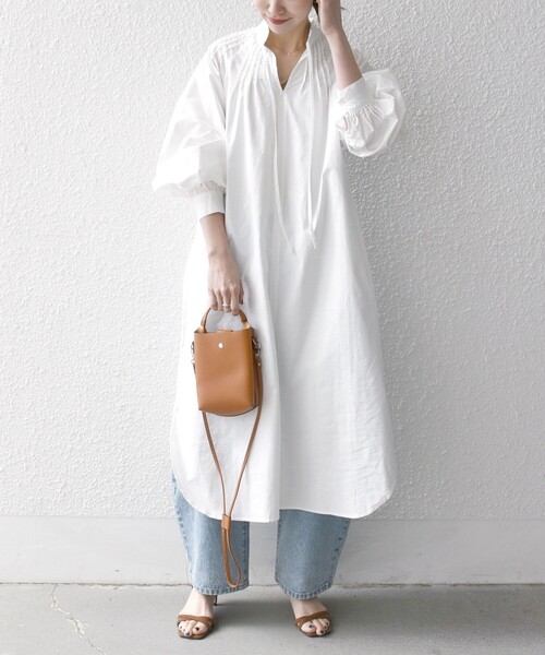 SHIPS any シャツワンピース any:「洗濯機可能」オックス ピンタック