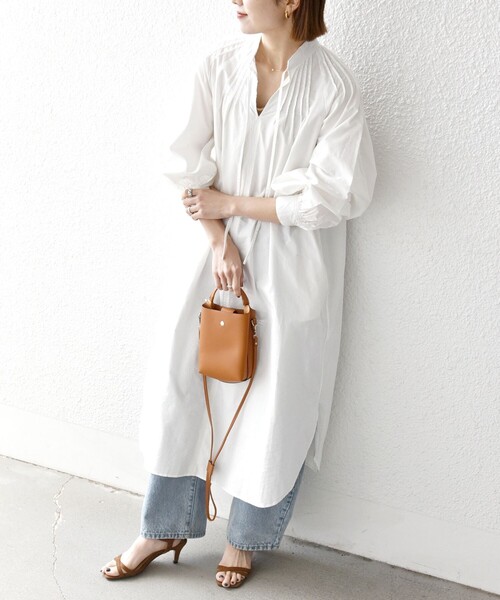 SHIPS any シャツワンピース any:「洗濯機可能」オックス ピンタック