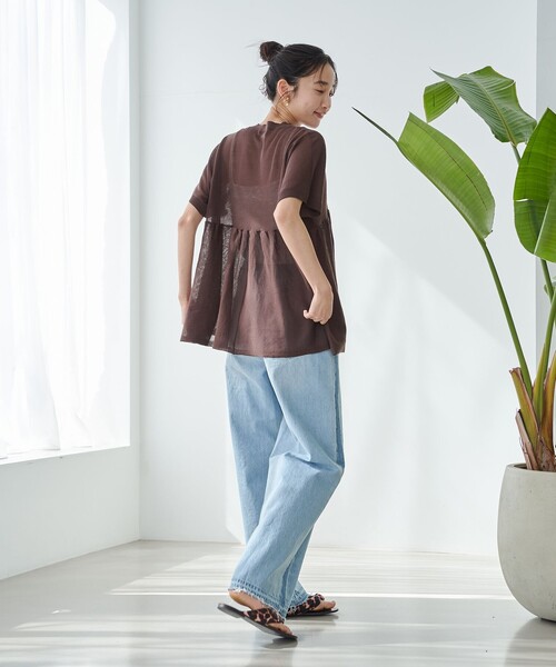 ”DOMON 切り替えニット osharewalker ニット レディース トップス 半袖 五分袖 サマー