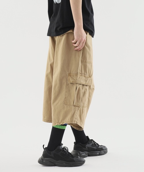 ハーフパンツ ワイドシルエット ドローコード付き 夏 ゆったり Theater code パンツ Wide Silhouette Cargo Half Pants