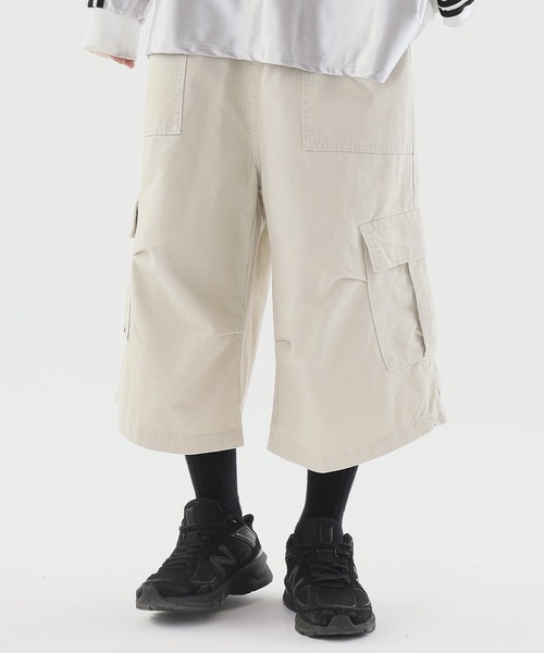 ハーフパンツ ワイドシルエット ドローコード付き 夏 ゆったり Theater code パンツ Wide Silhouette Cargo Half Pants
