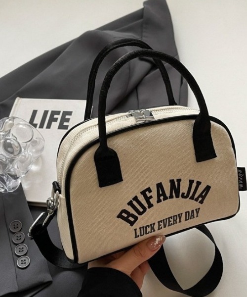 ボストンバッグ 2way カレッジロゴ ミニボストンバッグ