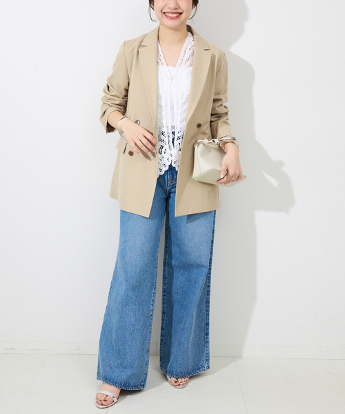 SLOBE IENA コート アウター ツイルダブルブレストジャケット