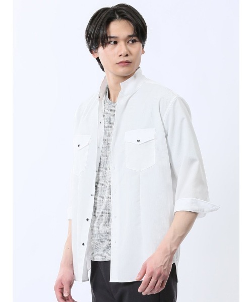 Renoma メンズ Lサイズ シャツ renoma シャツ 「ストレッチ」レノマ オム 楊柳 スタンドカラー7