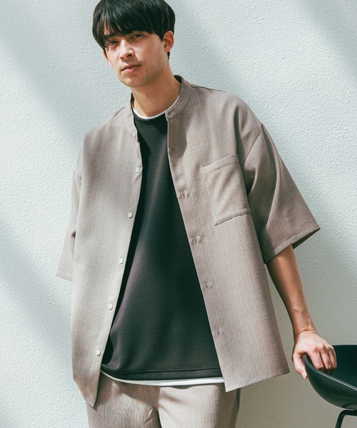LAKOLE（ラコレ） シャツ メランジブッチャーバンドカラーシャツ