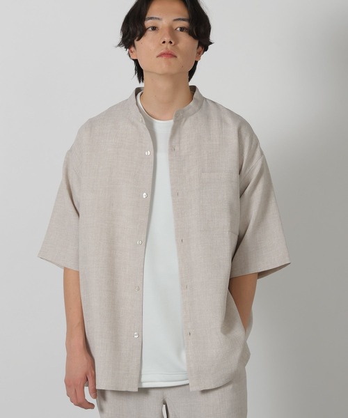 LAKOLE シャツ メランジブッチャーバンドカラーシャツ / 320365