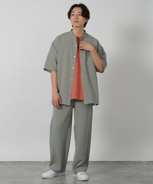 LAKOLE（ラコレ） シャツ メランジブッチャーバンドカラーシャツ
