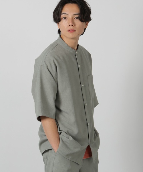 LAKOLE（ラコレ） シャツ メランジブッチャーバンドカラーシャツ