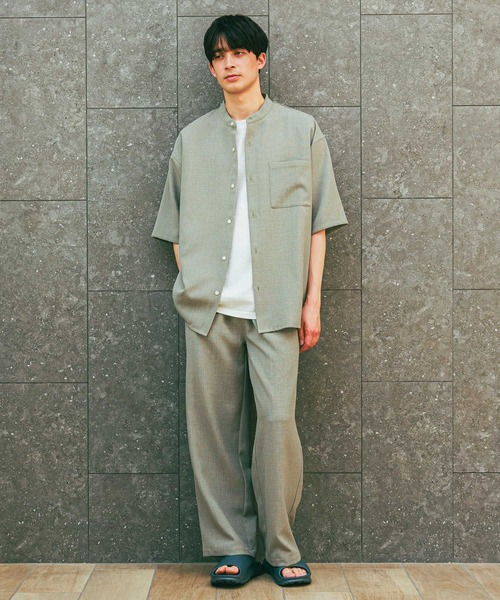 LAKOLE（ラコレ） シャツ メランジブッチャーバンドカラーシャツ