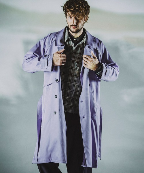 「NO ID.」 トレンチコート ONE SIZE パープル メンズ_画像2