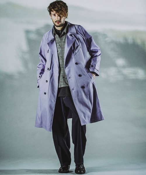 「NO ID.」 トレンチコート ONE SIZE パープル メンズ_画像4