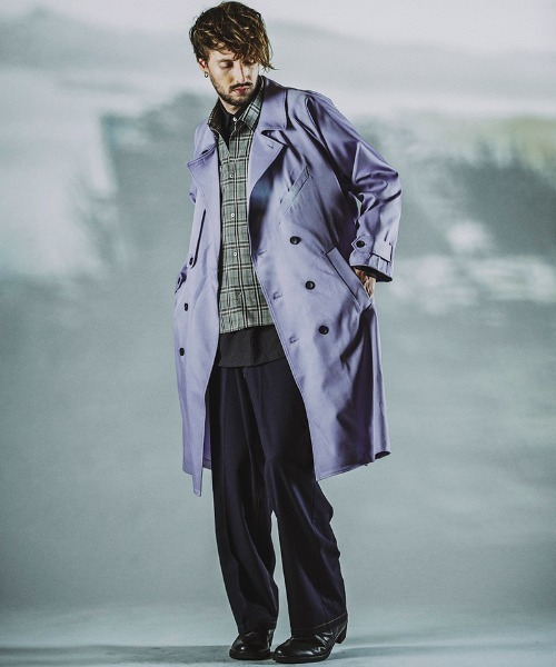「NO ID.」 トレンチコート ONE SIZE パープル メンズ_画像5
