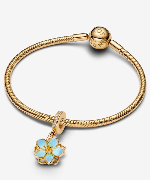 パンドラ チャーム 桜 ゴールド PANDORA チャーム ブルー 桜 ゴールド ダングル レディース