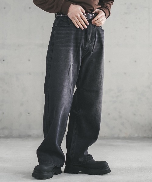 Shoowtime（ショウタイム） ワイドパンツ ジーンズ Overdyed wide