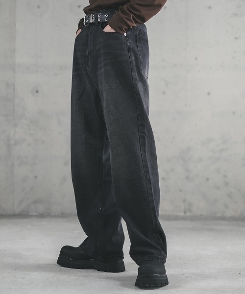 Shoowtime ジーンズ Overdyed wide straight denim pants
