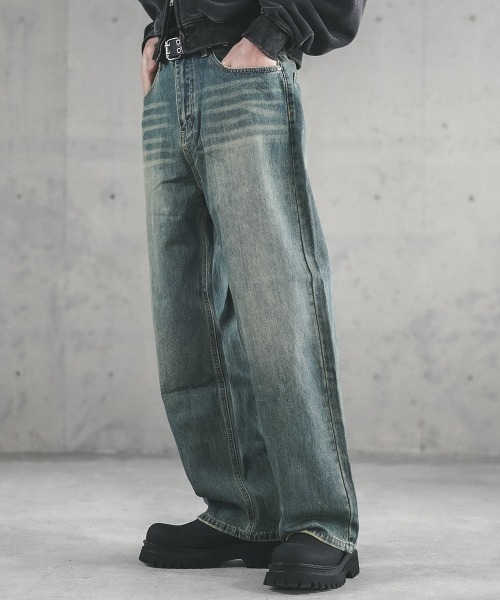 Shoowtime（ショウタイム） ワイドパンツ ジーンズ Overdyed wide