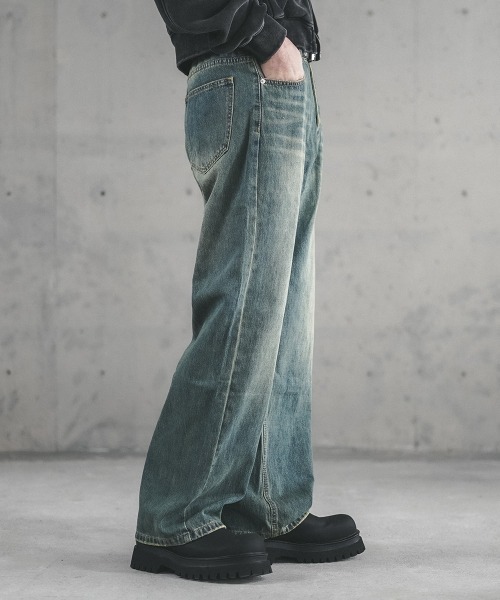 Shoowtime ジーンズ Overdyed wide straight denim pants