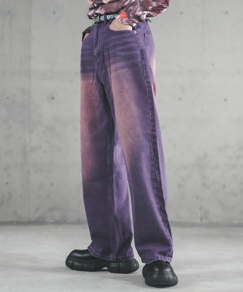 Shoowtime（ショウタイム） ワイドパンツ ジーンズ Overdyed wide