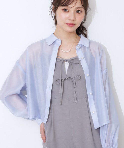Couture Brooch ブラウス シャツ 「洗える・オシャレな透け感」パール