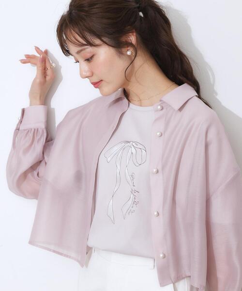 Couture Brooch ブラウス シャツ 「洗える・オシャレな透け感」パール