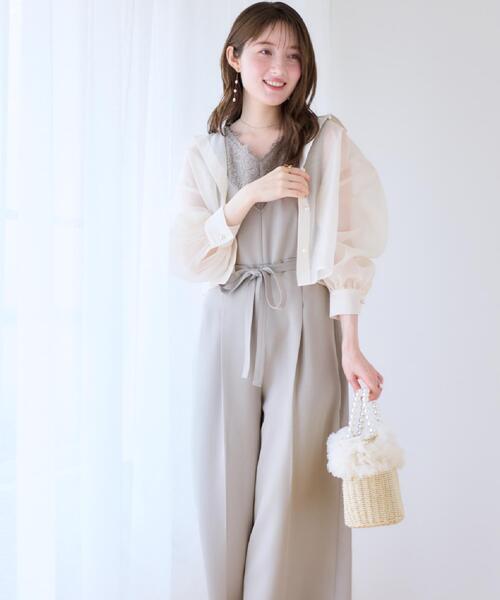 Couture Brooch ブラウス シャツ 「洗える・オシャレな透け感」パール