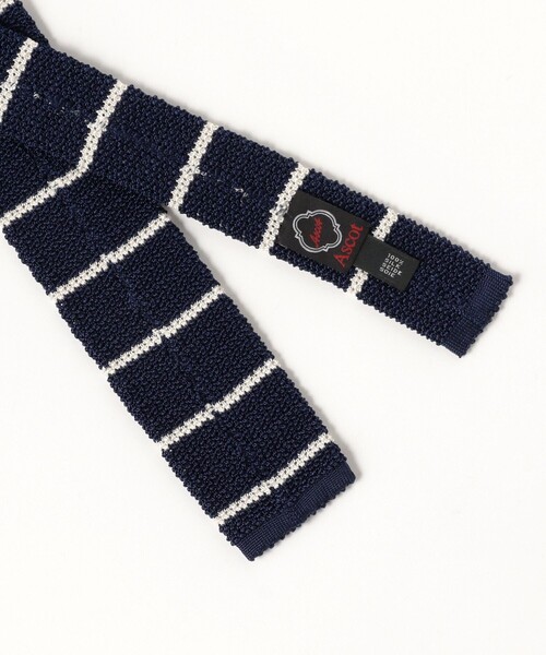 ASCOT ニットタイ　beams f別注　ボーダー BEAMS F（ビームスF）ASCOT / ミニボーダー ニット タイ（スーツ