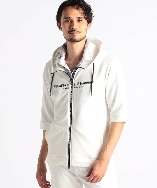 NICOLE CLUB FOR MEN（ニコルクラブフォーメン） パーカー 梨地5分袖