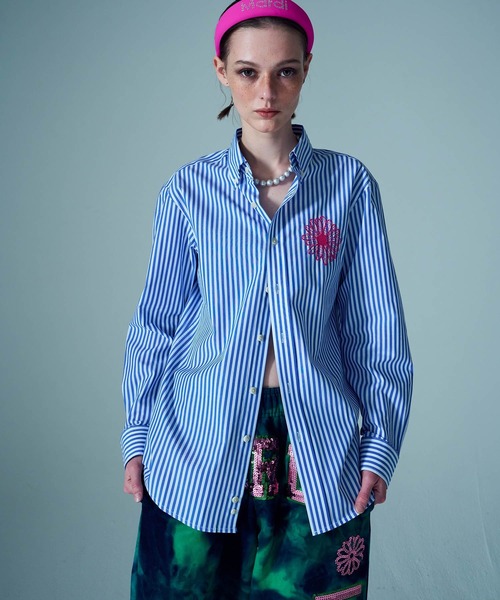 ブラウス シャツ COTTON SHIRT CANDY STRIPE レディース