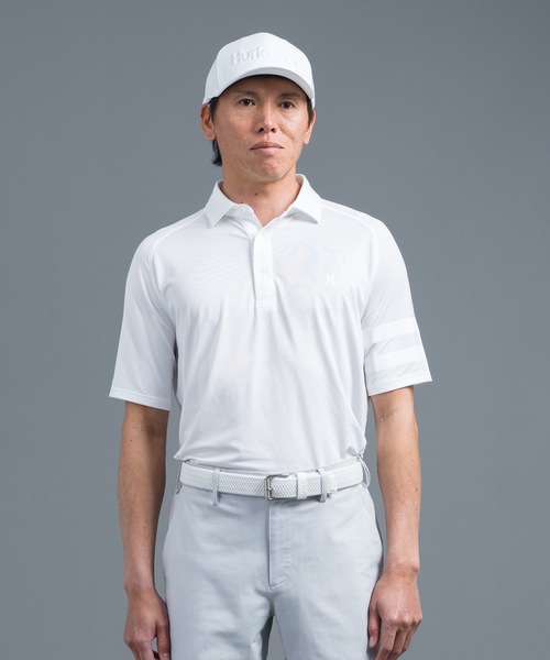   ホワイト ポロシャツ Sサイズ ゴルフ ロゴ 切替ロゴポロシャツ 吸水速乾 ストレッチ 豊富なサイズ S/M/L/LL