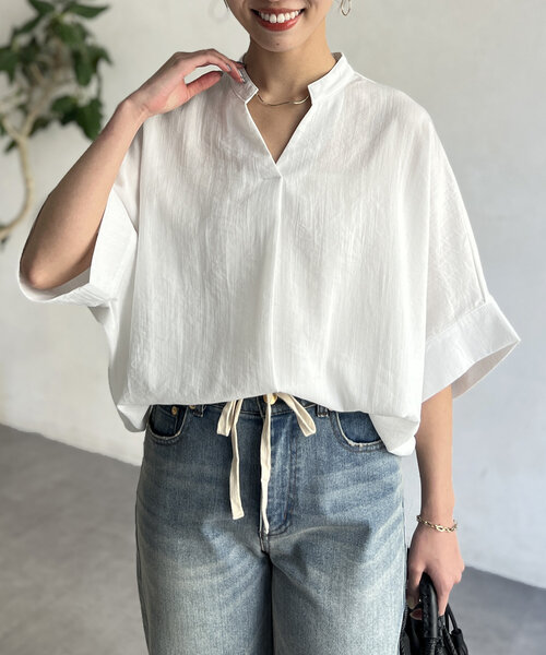 ブラウス シャツ ターンバックバンドカラーシャツ レディース CRAFT STANDARD BOUTIQUE ブラウス シャツ 「追加7」バンド
